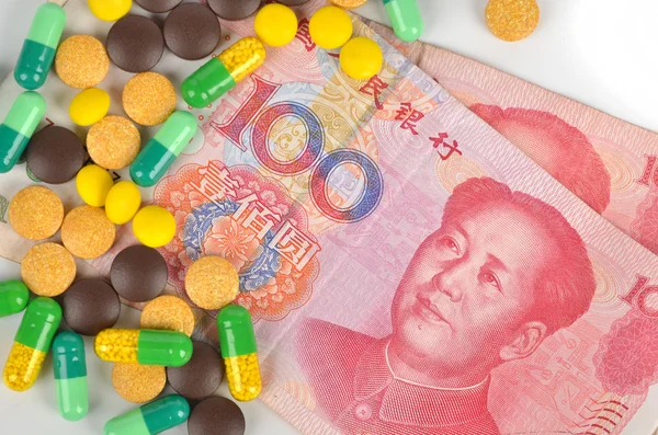 Stock image Chinese currency and medicine