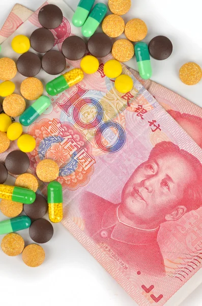 stock image Chinese currency and medicine