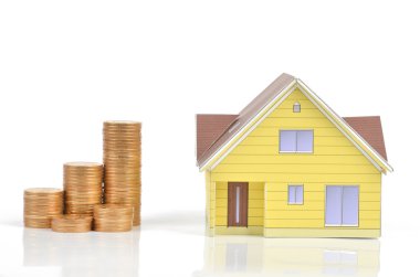 Model house and coins clipart