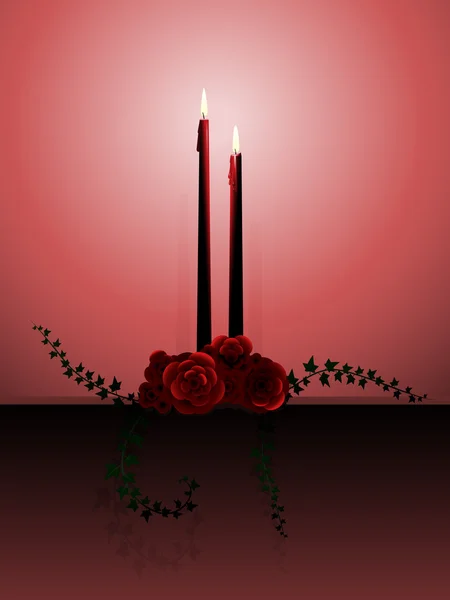 Kerzen und Rosen — Stockvektor