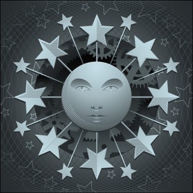 Clockwork moon clipart