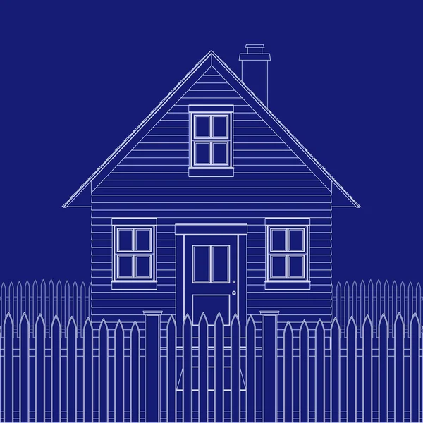 Dům modrý tisk — Stockový vektor