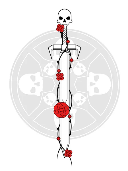 Design del tatuaggio della spada — Vettoriale Stock