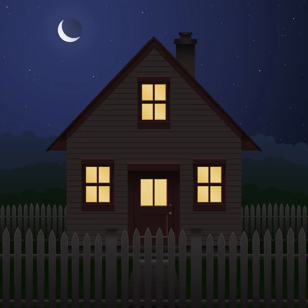 夜の家 — ストックベクタ