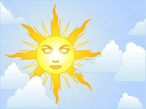 Sun with a face — Stock Vector