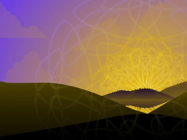 Lever de soleil mystique — Image vectorielle