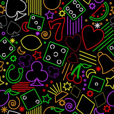 Seamless neon gambling background clipart