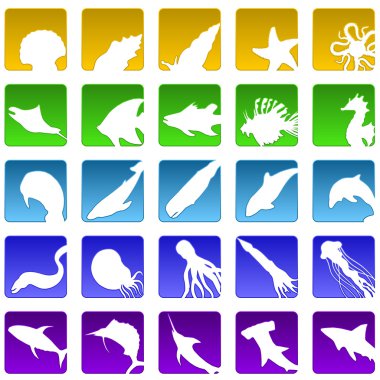 Sealife icons clipart