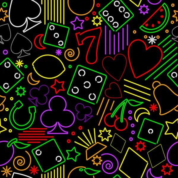 Varrat nélküli neon szerencsejáték háttér Jogdíjmentes Stock Illusztrációk