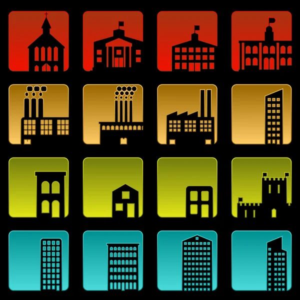 Ikony budynków — Wektor stockowy