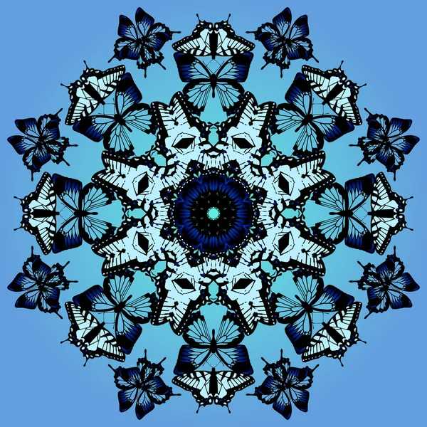 Blaue Kaleidoskop-Schmetterlinge — Stockvektor