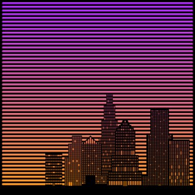 Neon city clipart