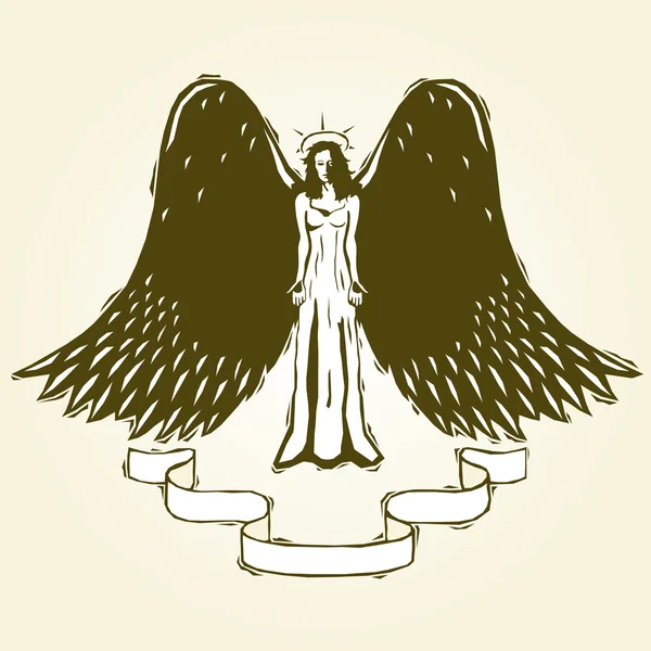 Ξυλογραφία Άγγελος — Διανυσματικό Αρχείο
