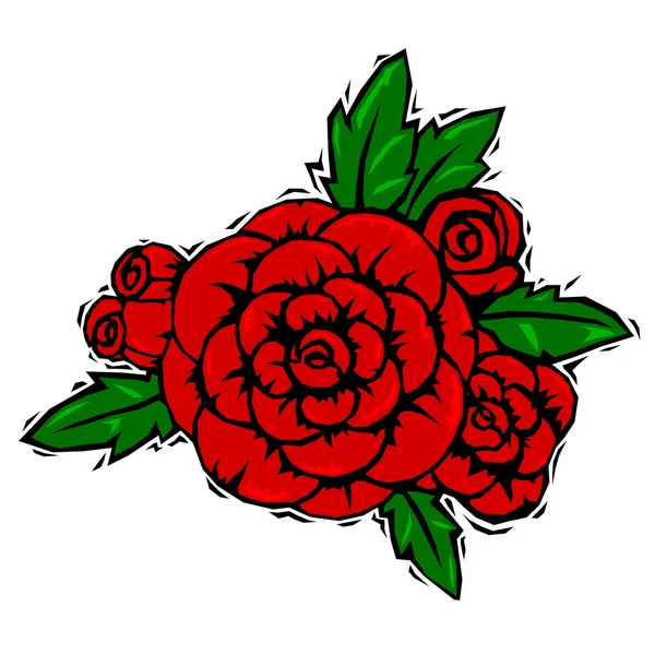 Houtsnede rozen — Stockvector