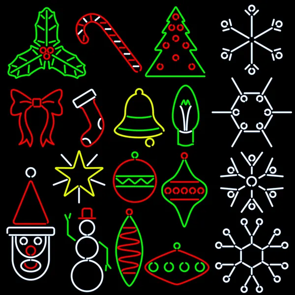 Néon icônes de Noël — Image vectorielle