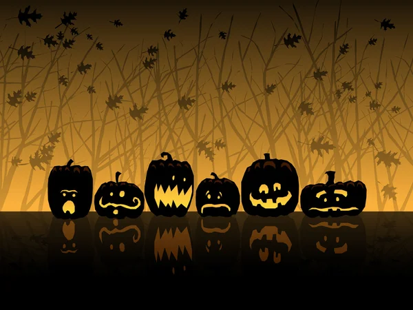 Jack o linternas en Halloween — Vector de stock