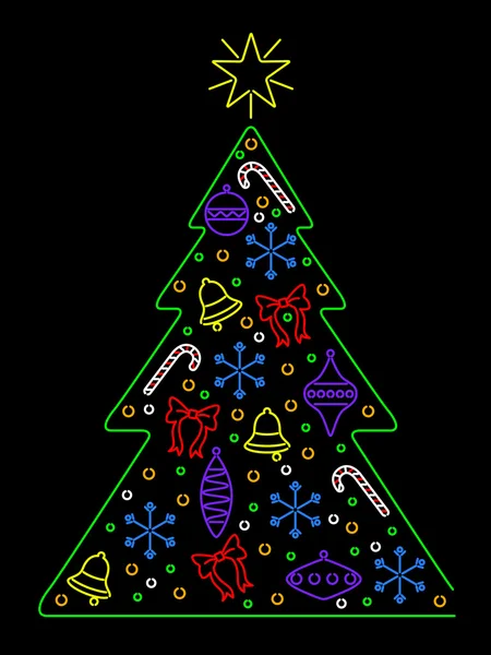 Árvore de Natal Neon — Vetor de Stock