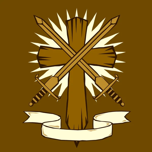 Woodcut хрест — стоковий вектор
