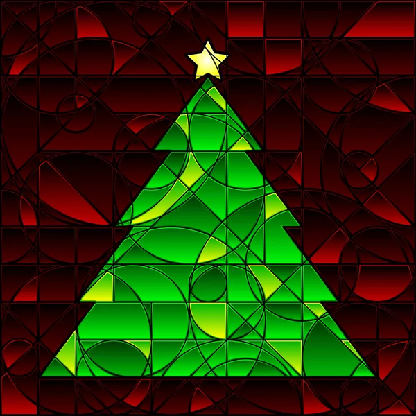 Gebrandschilderd glas kerstboom — Stockvector