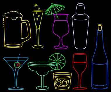 Neon drinks clipart