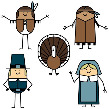 Thanksgiving characters clipart