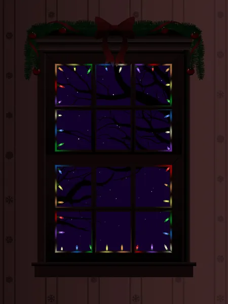 Kerst venster — Stockvector