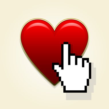 Love button with hand clipart