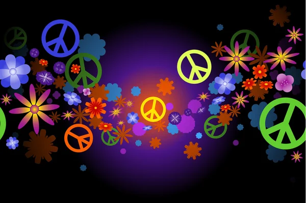 Bloemen en vrede — Stockvector