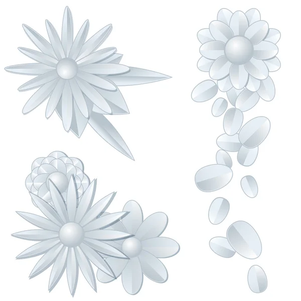 Silver flowers — Stock Vector