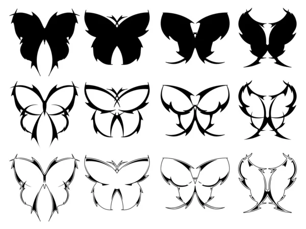 Kelebek dövme tasarımları — Stok Vektör
