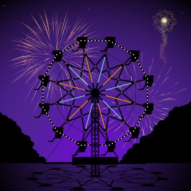 Night ferris wheel clipart