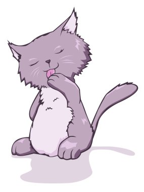 Kitten cleaning itself clipart