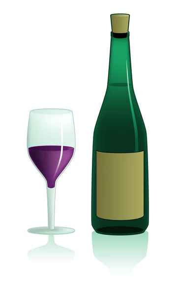 Бокал вина и бутылка — стоковый вектор