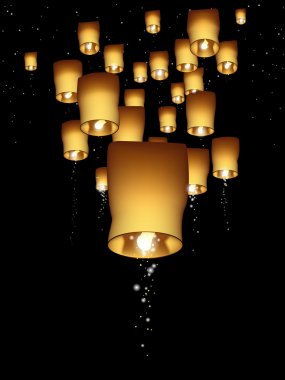 Sky lanterns clipart