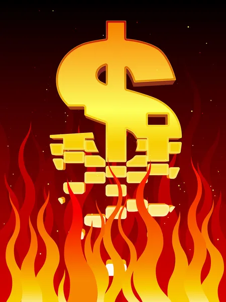 Geld verbrennen — Stockvektor