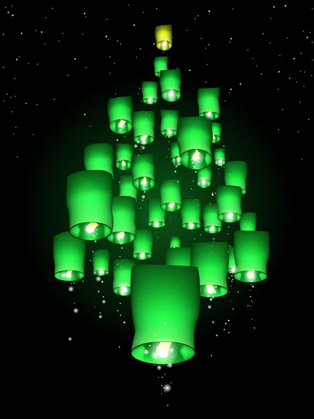 Céu lanterna árvore — Vetor de Stock