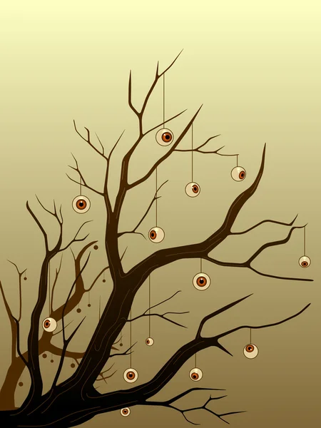 Halloween-Baum mit Augapfelschmuck — Stockvektor