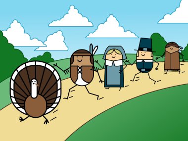 Turkey chase clipart