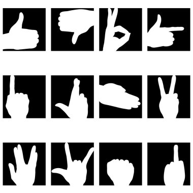 Hand silhouette collection - reversed clipart