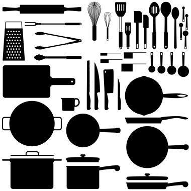 Kitchen silhouettes clipart