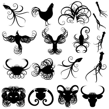 Swirly silhouettes clipart