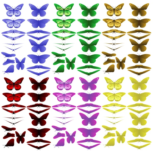 Set di farfalle colorate — Vettoriale Stock