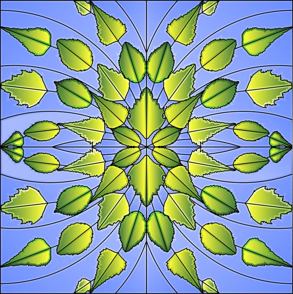 Birch leaf gebrandschilderd glas — Stockvector