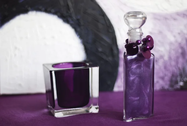 Dekorativní láhev a svíčku držitele — Stock fotografie