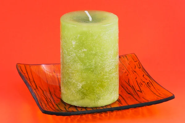 Green decorative candle — Stock Photo, Image