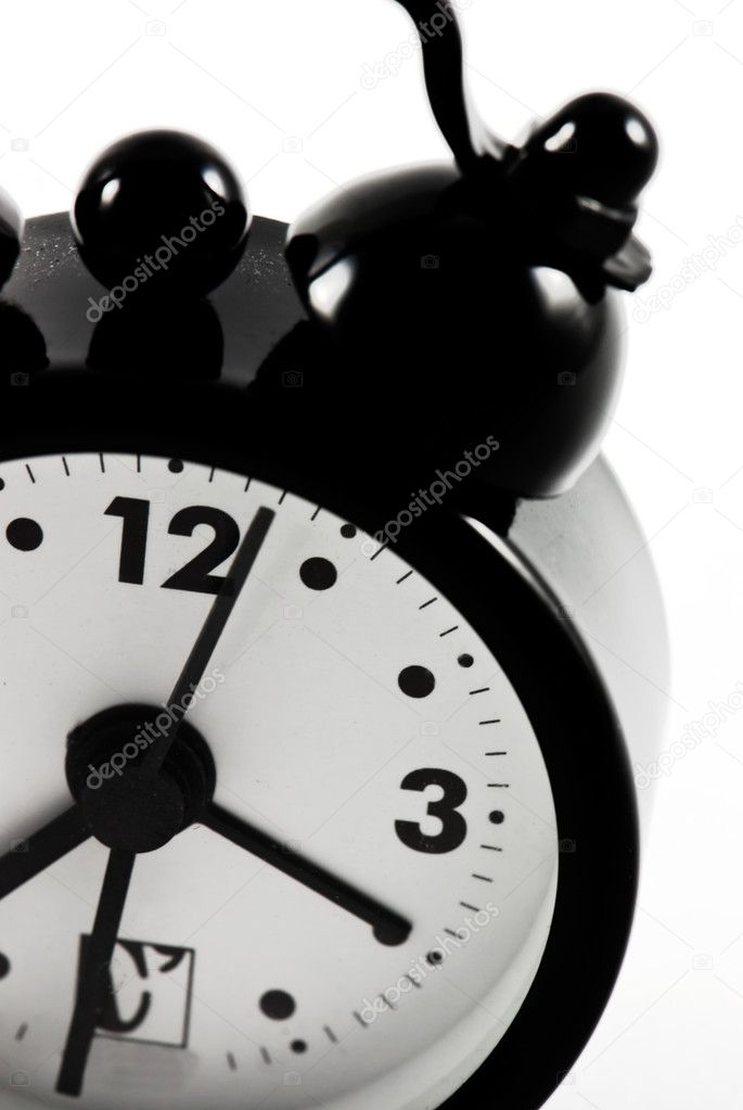 Detail of black alarm clock