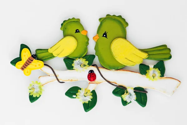 Pássaros decorativos de madeira — Fotografia de Stock
