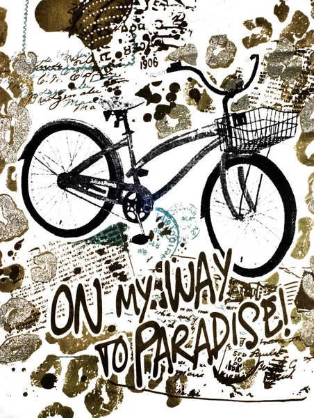 På väg till paradiset med cykel — Stockfoto