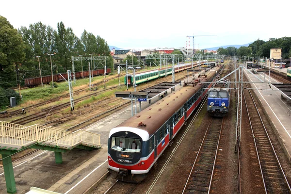 Tren, vía, estación — Foto de Stock