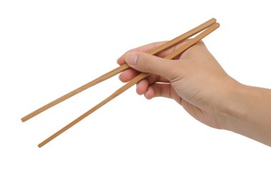 Person 's right hand using bamboo chopsticks clipart